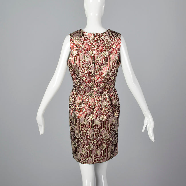 1960s Metallic Brocade Party Dress