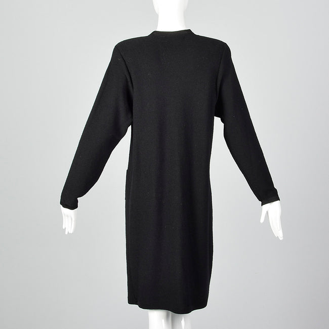 1980s Steve Fabrikant Black Sweater Dress