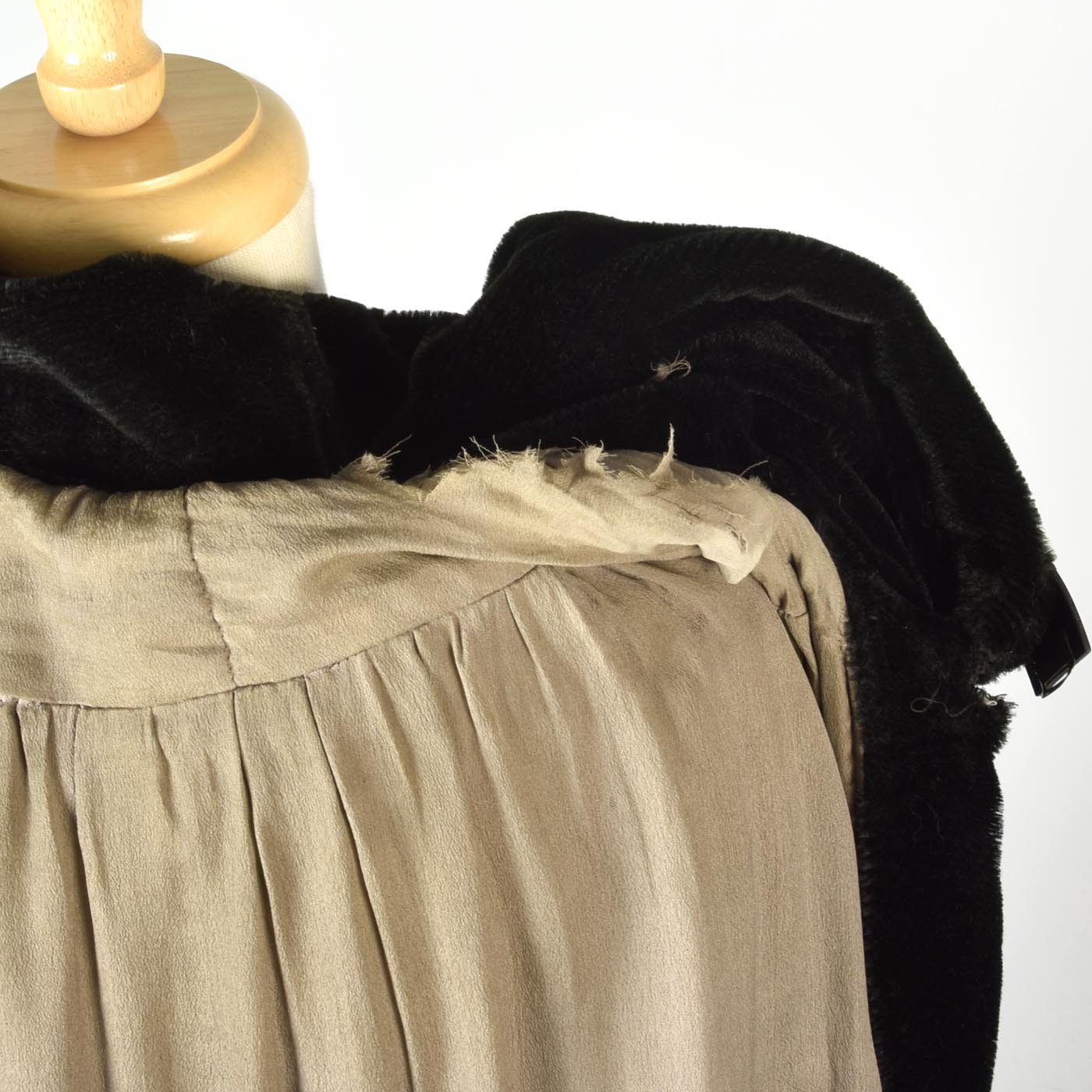 1920s Mohair Velvet Cape with Decorative Buckle