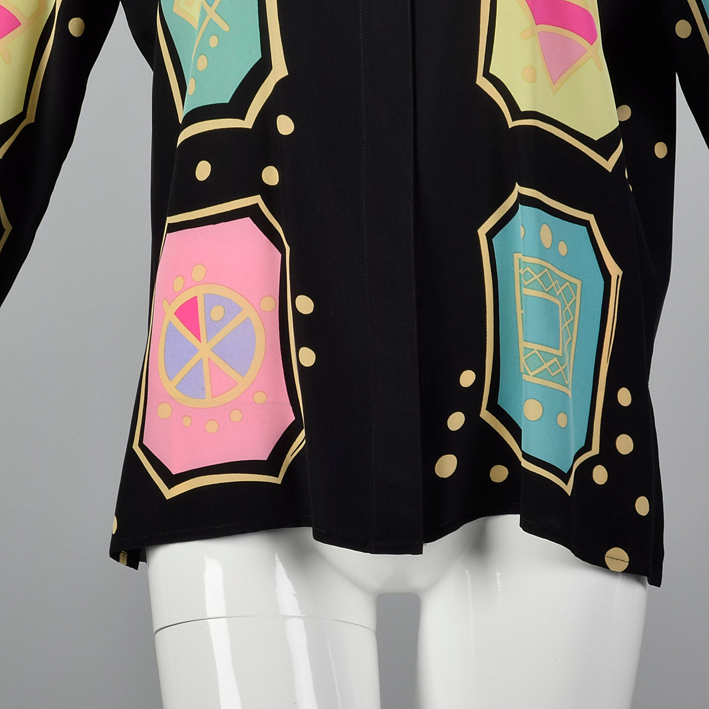 1990s Louis Feraud Silky Geometric Print Blouse