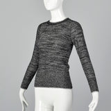 1970s Metallic Silver and Black Lurex Sweater