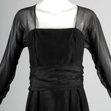 1960s Black Silk Dress with Sheer Overlay
