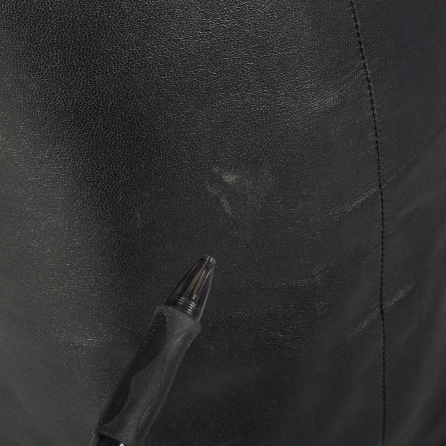 XS 1990s Leather Skirt Black Sexy Peekaboo Lace Trim