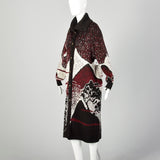 Medium 1980s Cozy Cardigan Coat Novelty Landscape Knit Sweater