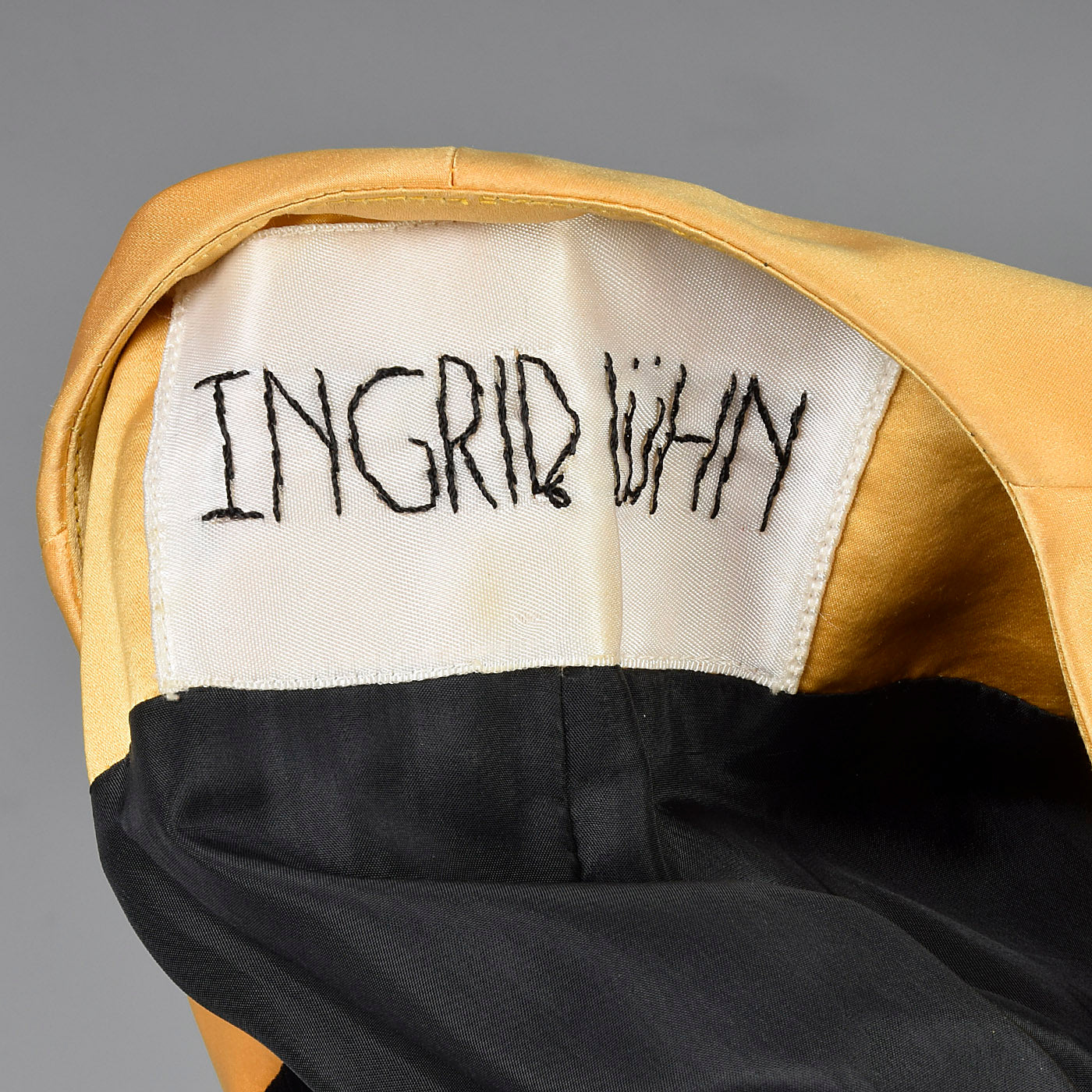 1980s Ingrid Luhn Black Velvet Skirt Suit with Gold Shoulders