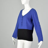 Medium Sonia Rykiel 1990s Blue and Black Color Blocked  Sweater