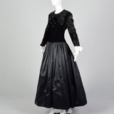 Large Escada Couture 1980s Black Beaded Velvet Gown