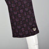 Medium 1960s Purple and Black Coat with Chinese Character Pattern