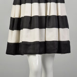 XS 2000s Dress Black Sheer White Stripe Long Sleeve Cocktail Party