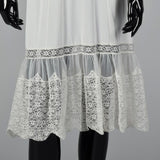 1950s Lace Trim White Nylon Slip with Adjustable Straps