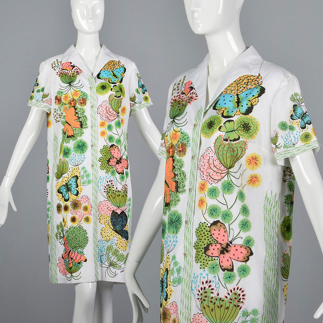1960s Novelty Print Butterfly Dress