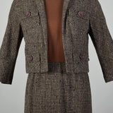 Small Brown Knit and Tweed 1960s Dress Set