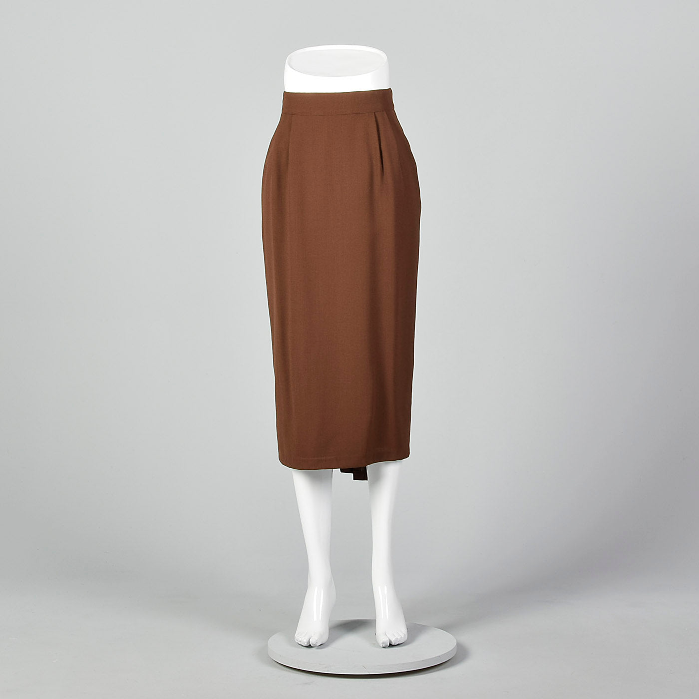1980s Asymmetrical Brown Wool Crepe Skirt