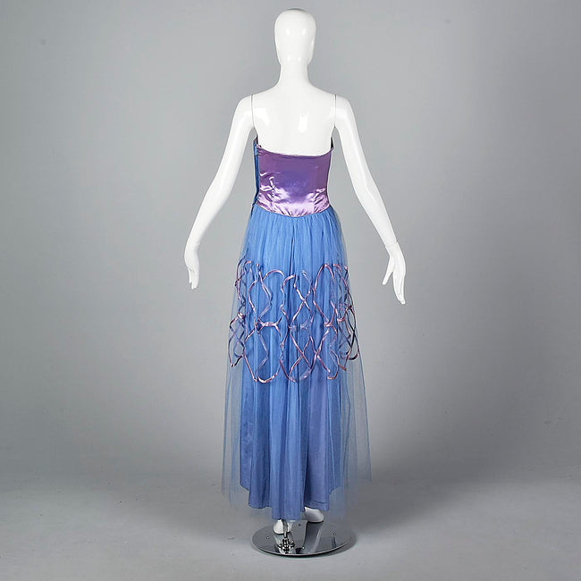 1940s Purple and Blue Tulle Party Dress