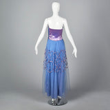 1940s Purple and Blue Tulle Party Dress