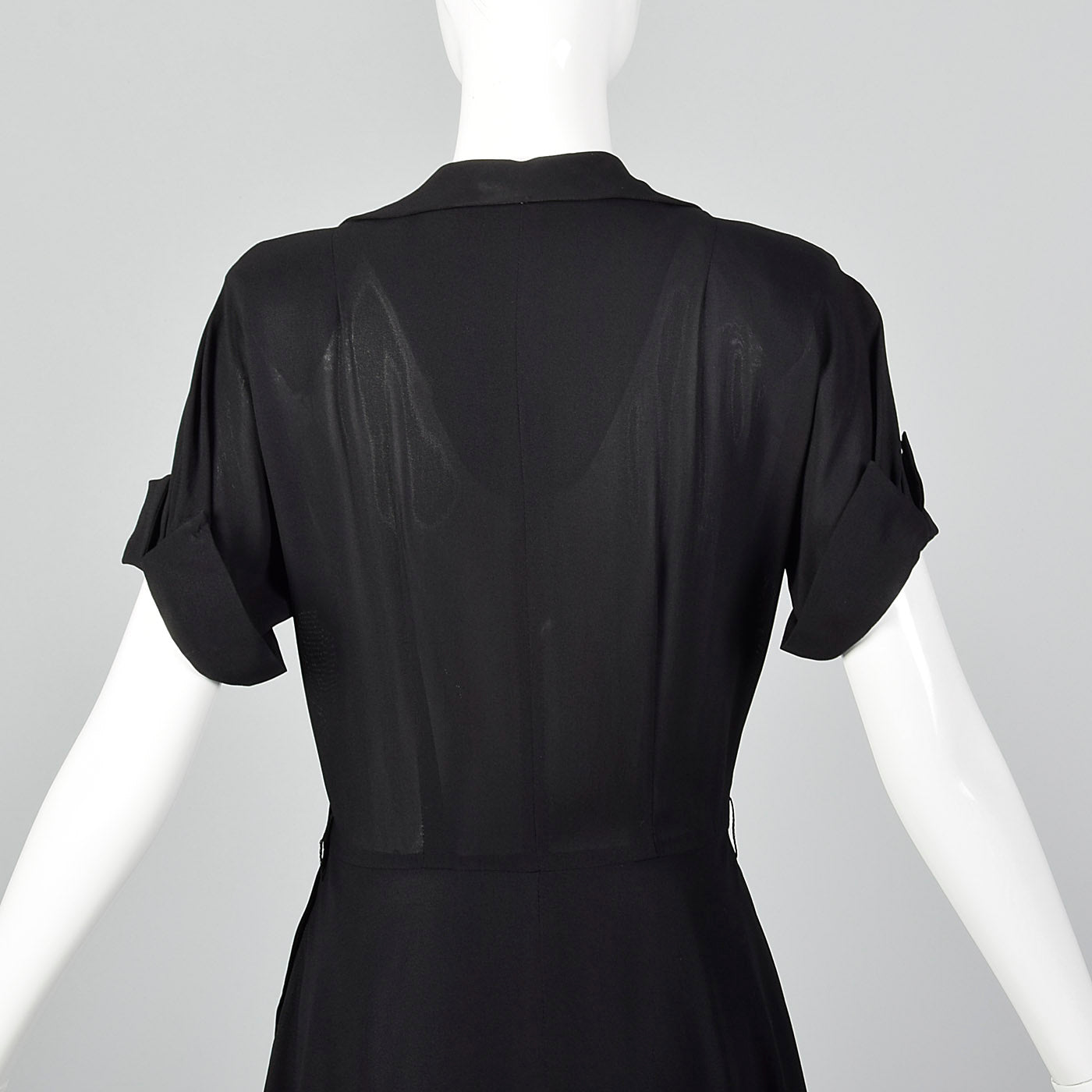 1950s Black Dress with Double Breasted Decorative Buttons