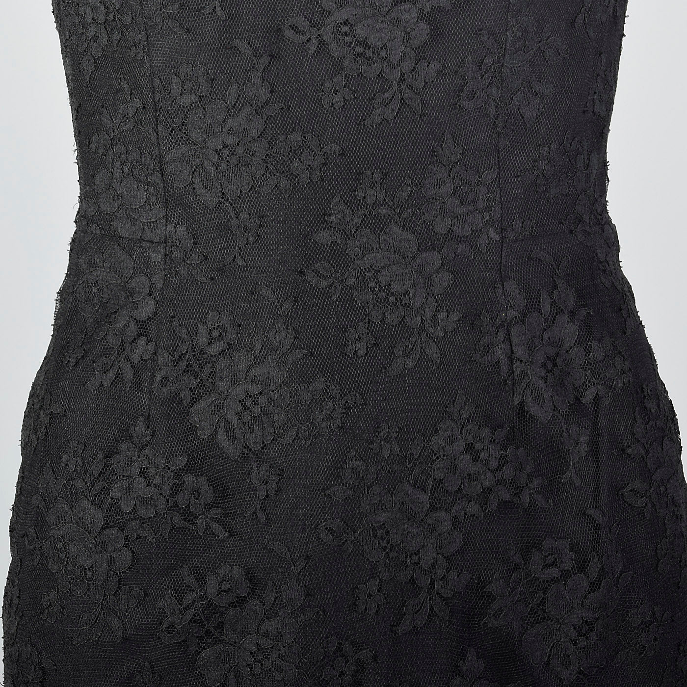 1960s Mignon Black Lace Mermaid Dress with a Stunning Neckline