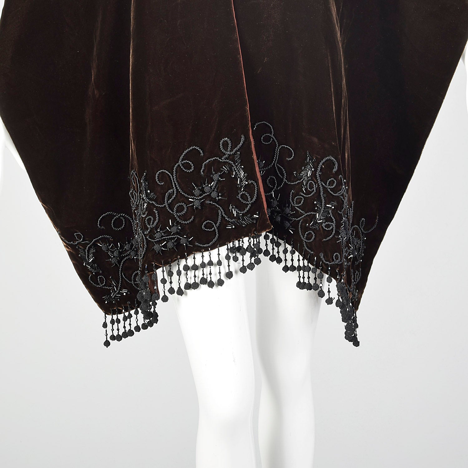 Late 1930s-Early 1940s Brown Velvet Beaded Wrap