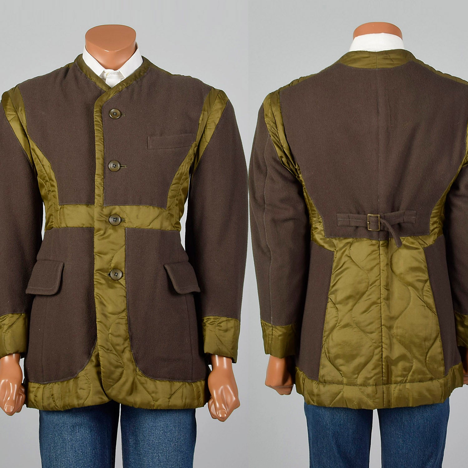 1990s Issey Miyake Military Inspired Green Jacket