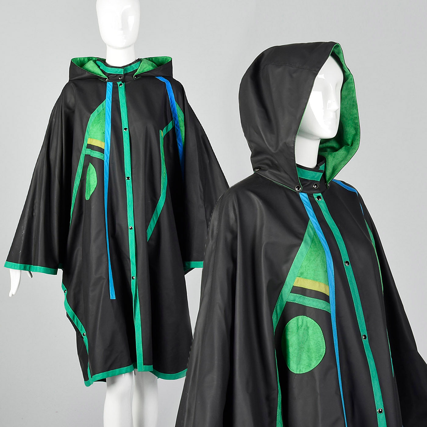 1990s Iris Mansard Rain Coat with Geometric Patterns