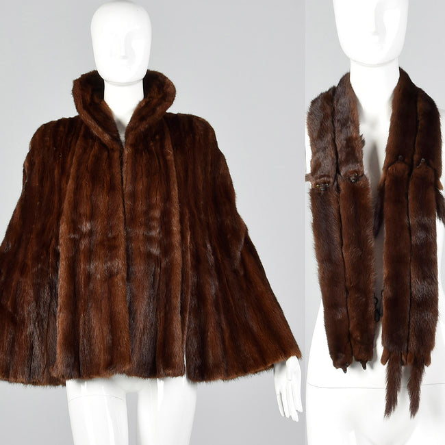 1950s Mink Fur Stole with Whole Body Mink Wrap
