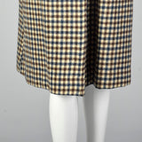 1960s Brown and Navy Plaid Wool Coat