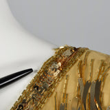 1980s Gold Silk Dress with Dangling Sequin Fringe