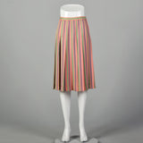 Small Valentino Boutique 1960s Pink Stripe Pleated Skirt