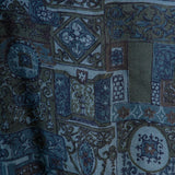 1950s Blouse and Skirt Set in Blue and Green Print