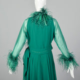 Medium Adele Simpson Elizabeth Arden 1970s Feather Gown and Jacket