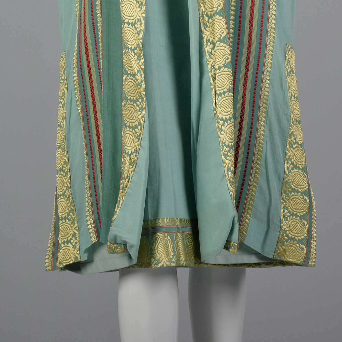 1950s Dress and Jacket Set in Aqua with Gold Trim