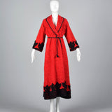 1930s Red and Black Chenille Robe