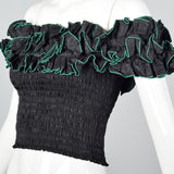 1990s Lolita Lempika Off Shoulder Smocked Crop Top