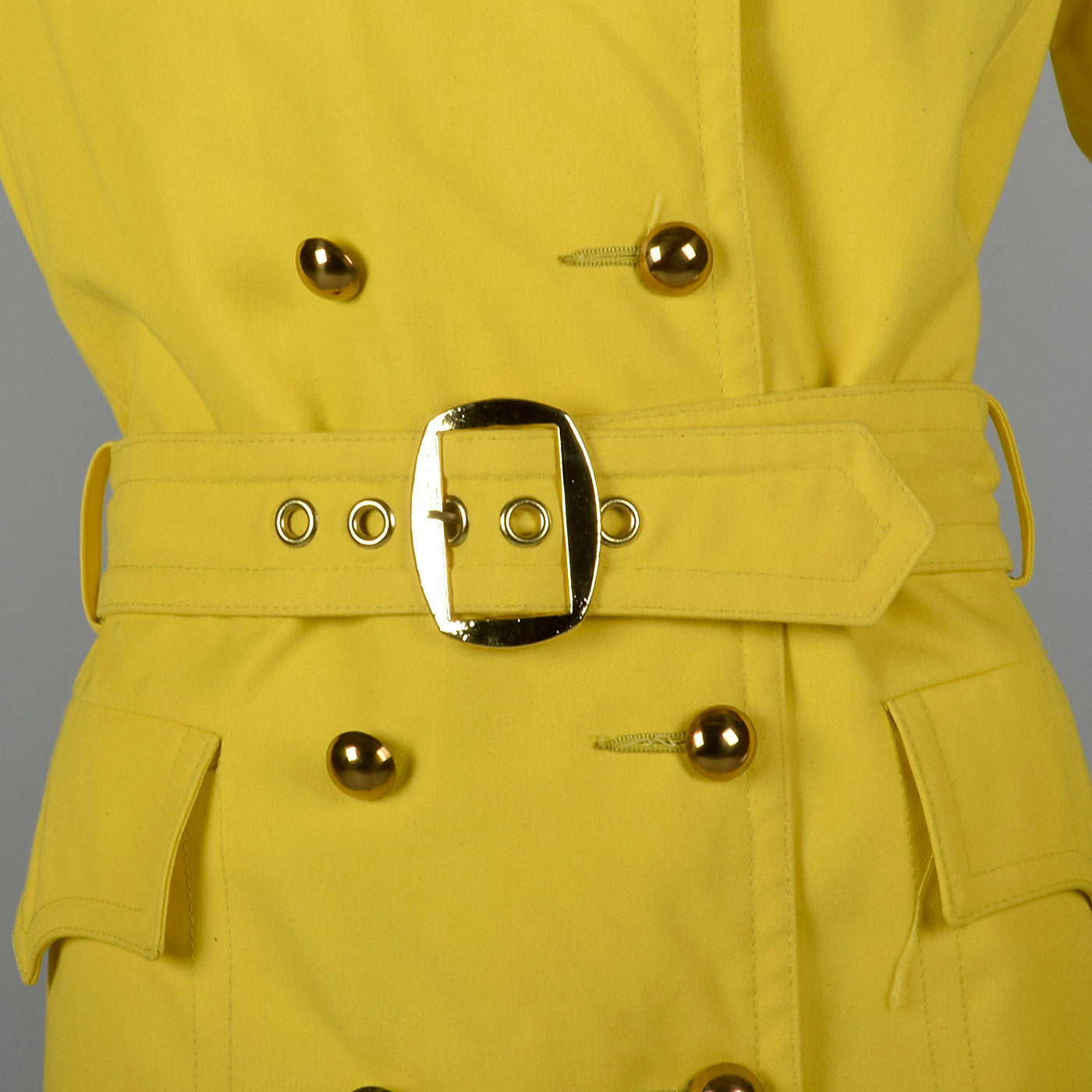 1960s Anne Klein Mod Yellow Trench Coat