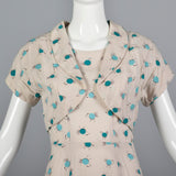 1950s Novelty Print Dress with Abstract Blue Birds