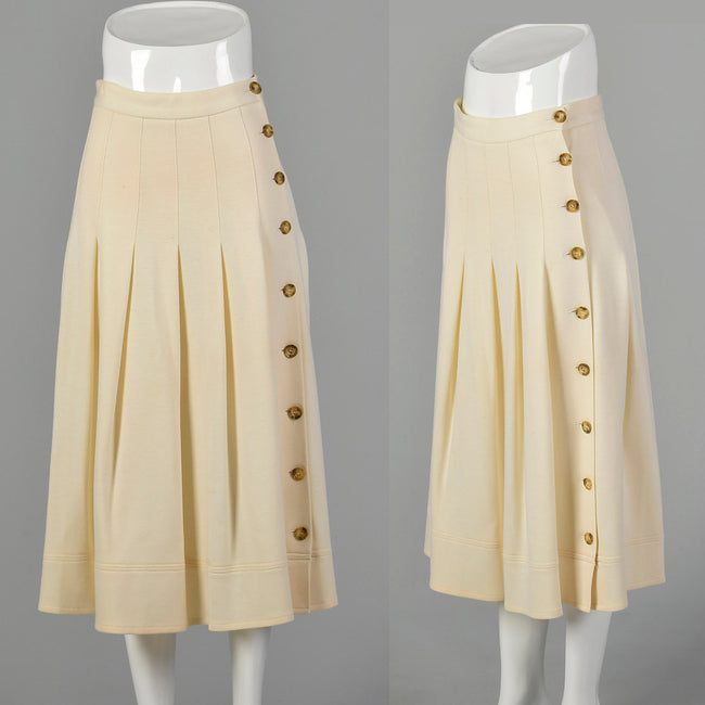 XS Sonia Rykiel 1990s Cream A-line Skirt