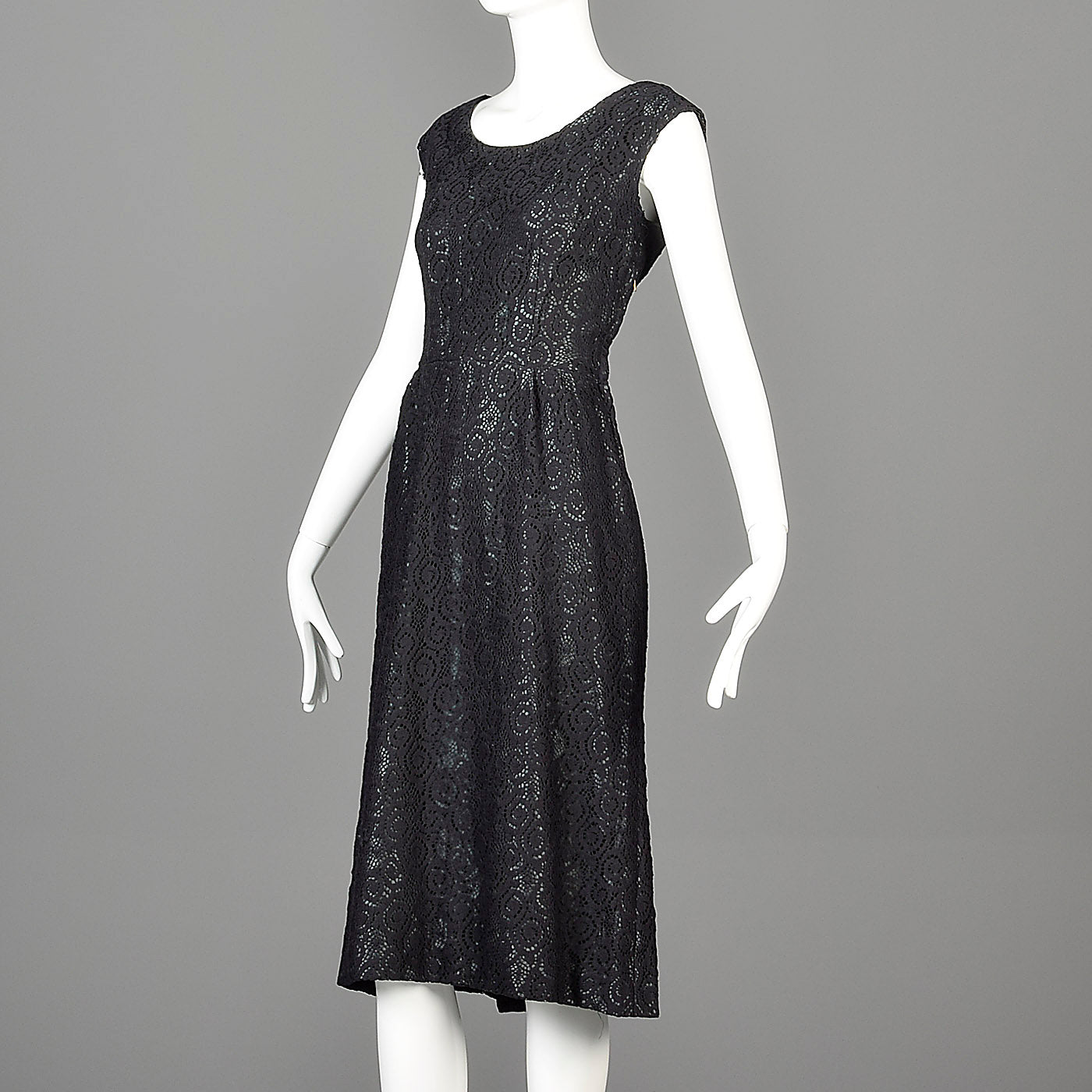 1950s Black Dress Set with Lace Overlay