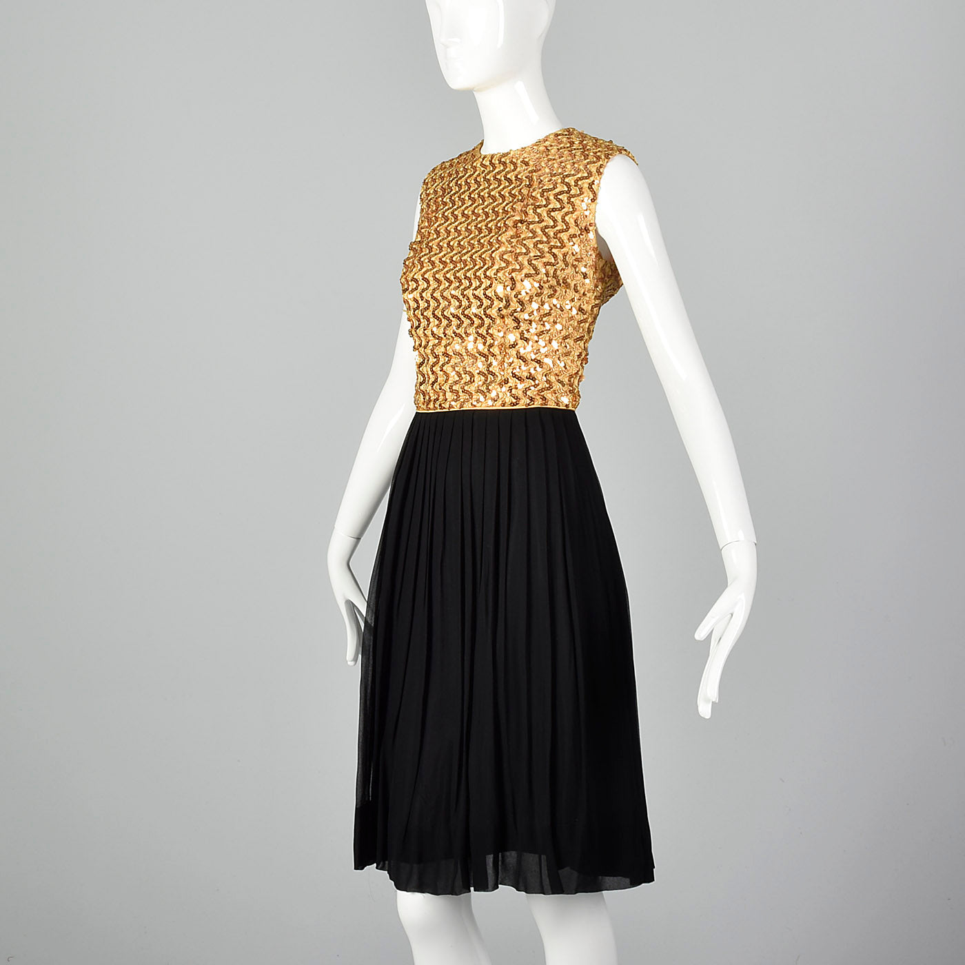 1960s Party Dress with Gold Sequin Bodice