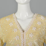 1960s Cardigan with Sequins and Woven Ribbon Design