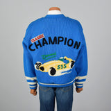1990s Blue Knit Novelty Race Car Coat