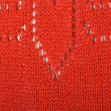 Small 1970s Dress Pat Sandler Red Knit Maxi Long Sleeve Sheer Decorative Details Knit