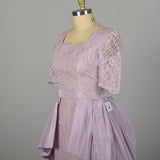 XL 1950s Set Lavender Lace Cocktail Party Peplum Waist Wiggle Dress