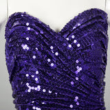 1980s Lillie Rubin Purple Sequin Strapless Mermaid Prom Dress