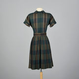 1950s Summer Dress in Green Plaid
