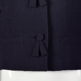Medium 1960s Navy Blue Peter Pan Collar Wool Jacket
