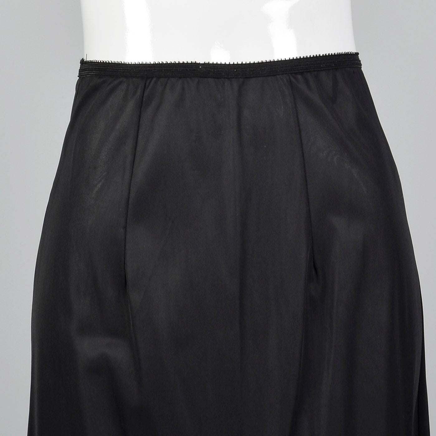 1950s Black Nylon Slip with Lace Hem & Bow Detail