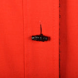 Large 1960s Coat Mod Red Canvas Faux Fur Lined Lightweight Winter Overcoat