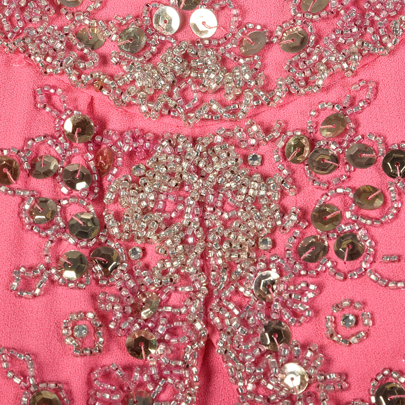 1960s Hot Pink Wiggle Dress with Beaded Float