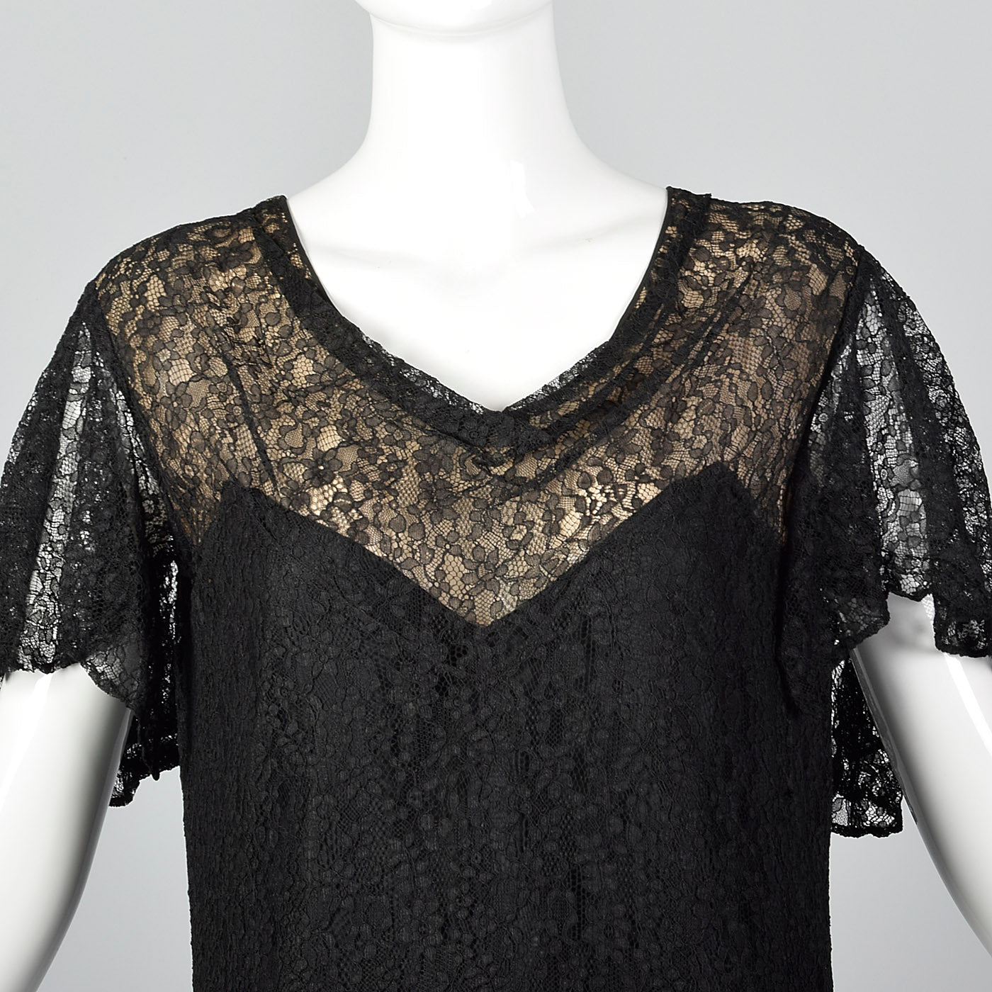 1930s Black Lace Overlay Dress