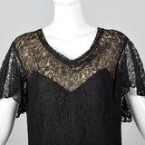 1930s Black Lace Overlay Dress